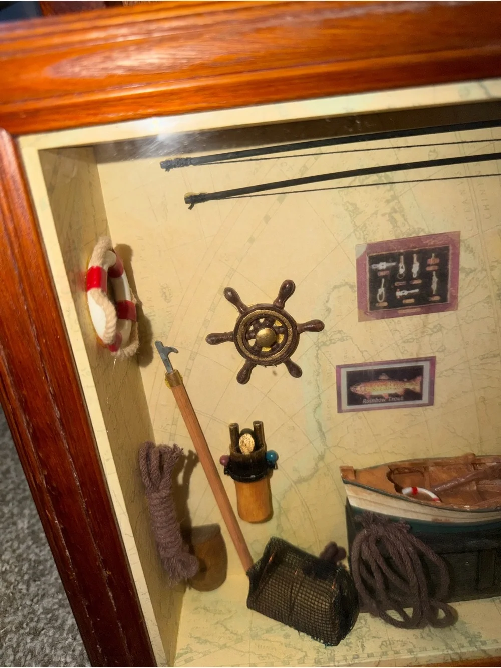 Nautical Shadow Box Wall Decor in Brown and Cream
